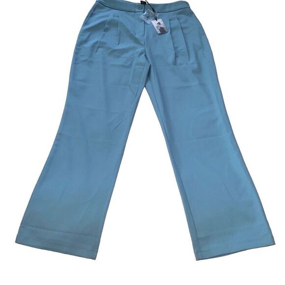 Sincerly Jules Pants - Sincerely Jules NWT Pleated Straight Leg Trousers Light Blue L